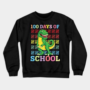 100 Days of School Colorful Dinosaur Graphic, Teacher , Educators, Kids School Celebration Crewneck Sweatshirt